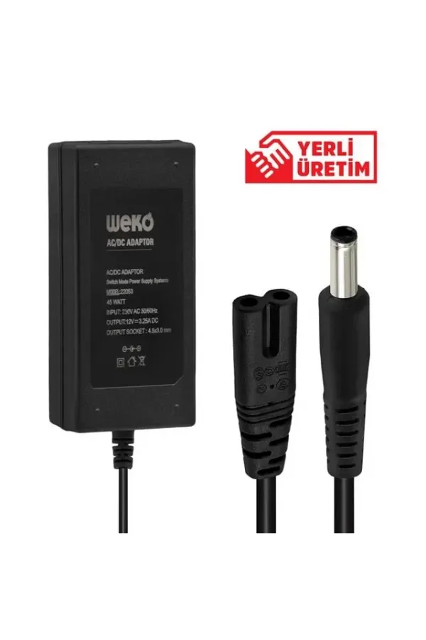 Weko 12 Volt 3.25 Amper 4.5x3.0mm Uçlu Notebook Adaptör Weko 12 Volt 3.25 Amper 4.5x3.0mm Uçlu Notebook Adaptör