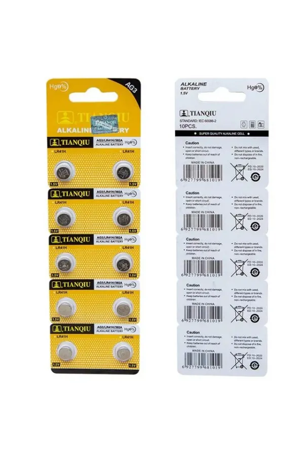 Tianqiu Ag3 Lr41 Alkalin Saat Pili 10'lu Paket Tianqiu Ag3 Lr41 Alkalin Saat Pili 10'lu Paket
