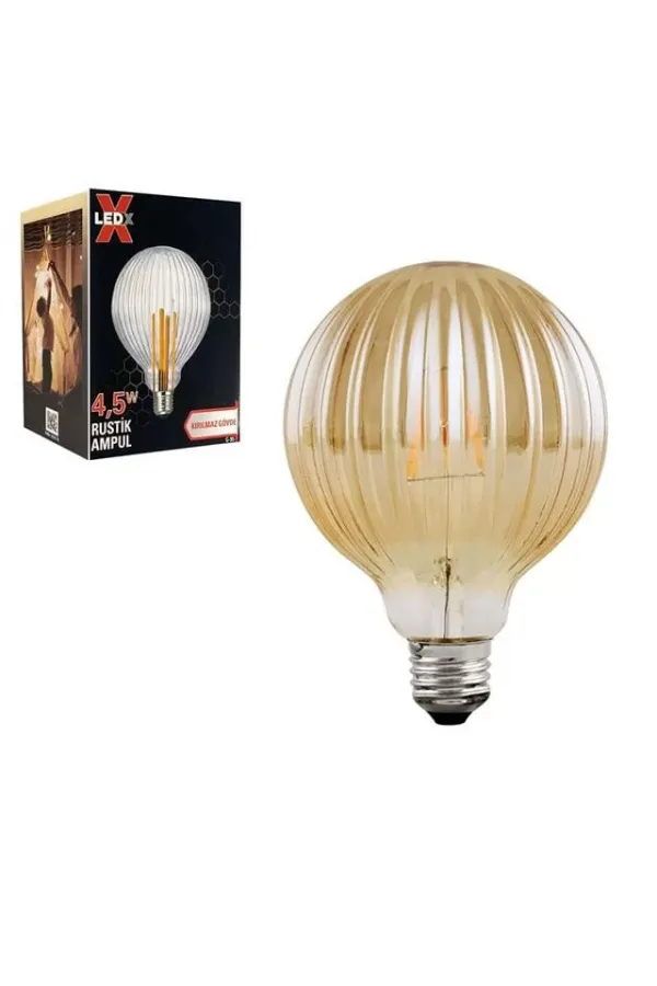 Ledx G-95 Kırılmaz Gövde 4,5 Watt Çizgili Rustik Ampul Ledx G-95 Kırılmaz Gövde 4,5 Watt Çizgili Rustik Ampul
